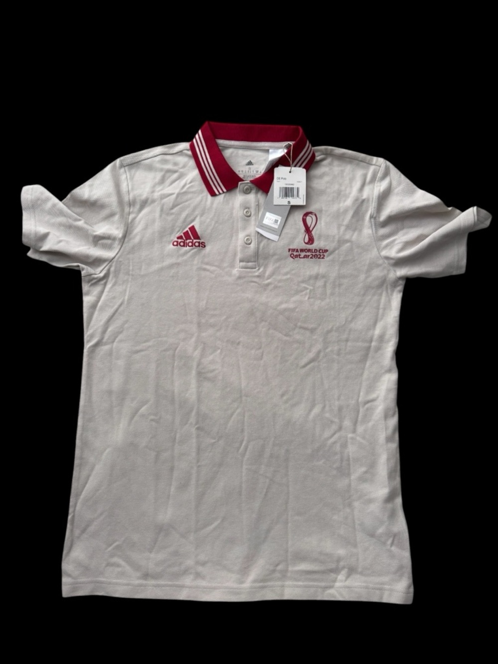 New Adidas Men’s Polo Shirt with Burgundy Collar - FIFA World Cup Edition